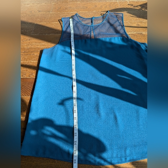 Aritzia Babaton Lionel Blue Tank Blouse Mesh Netting Shoulder Womens Sz M Sheer - Picture 8 of 8